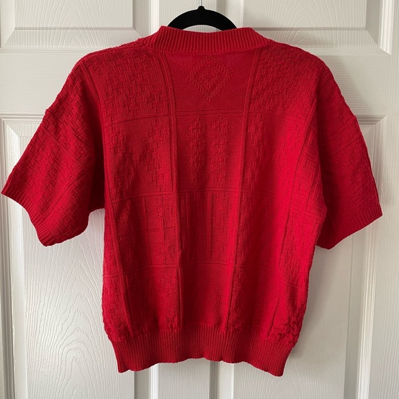 Vintage Alicia Petite Short Sleeve Red Knit Holiday Sweater Womens Small - Picture 6 of 7
